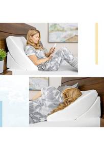 lot 50758 image: SnugJoy 2 Piece Orthopedic Bed Wedge Pillow, Adjustable Memory Foam Pillow for Back Pain Relief, Back Support, Back Rest Incline Cushion for Neck and Leg Support, Pillow for Sleeping, Sitting