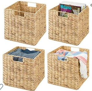 lot 50852 image: mDesign Woven Hyacinth Durable Storage Organizer Basket Bins, 4 Pack