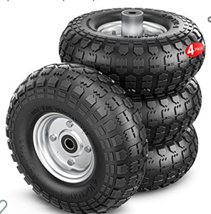 lot 50866 image: (4-Pack) AR-PRO 10-Inch Solid Rubber Tires and Wheels - Replacement 4.103.50-4��