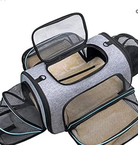 lot 50884 image: Siivton 4 Sides Expandable Pet Carrier, Airline Approved Soft-Sided Dog Cat Carrier Bag, Small