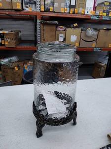 lot 50889 image: Elegant Home Hammered Glass Ice Cold Beverage Drink Dispenser - 2.7 Bronze