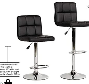 lot 50948 image: BestOffice Bar Stool Barstools Bar Chair, Black Leather