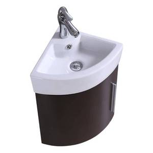 lot 50950 image: Renovators Supply White Wall Mount Vanity Cabinet Sink Dark Oak
