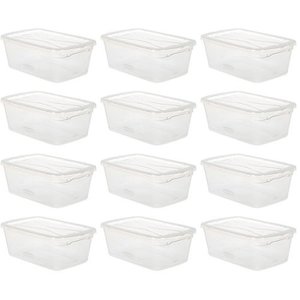 lot 7616 image: RubberMaid - Latching Plastic Storage Tote Container & Lid (12 Pack)