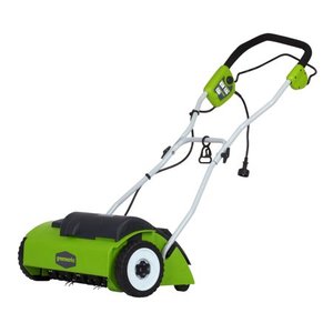 lot 7637 image: Greenworks 10 Amp 14-inch Corded Electric Dethatcher 27022