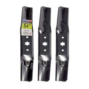 lot 7663 image: MaxPower 3 Blade Set for Many 54 in. Cut MTD, Cub Cadet, Troy-Bilt, Craftsman Mowers Replaces OEM #s 942-05056, 742-05056