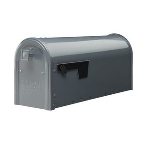 lot 7674 image: Gibraltar Mailboxes Edson Medium Steel Post Mount Mailbox Gray EM110GM0