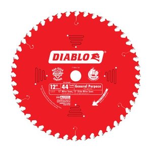 lot 7682 image: Diablo 12 in. Dia. x 1 in. Carbide Tip Circular Saw Blade 44 teeth 1 pk