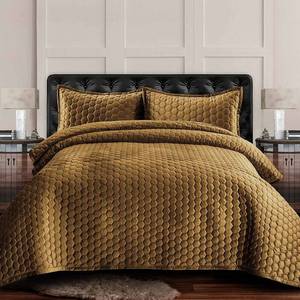 lot 8010 image: Lugano Honeycomb Velvet Oversized Solid 3 Piece Quilt Set, Queen