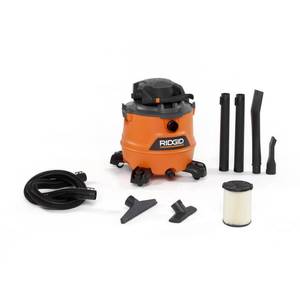 lot 8227 image: RIDGID 16 Gal. 6.5-Peak HP NXT WetDry Shop Vacuum with Detachable Blower, Filter, Hose and Accessories, OrangesPeaches