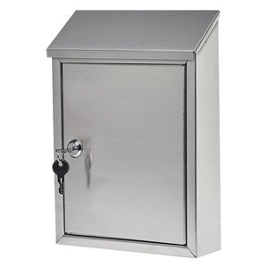 lot 8242 image: Gibraltar Mailboxes Ashley Medium Locking Wall-Mount Mailbox Stainless Steel AWM00SS0