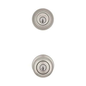 lot 8256 image: Kwikset 991 Juno Keyed Entry Door Knob and Sgl Cyl Deadbolt Combo Pack in SN