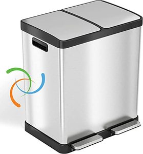 lot 7636 image: 60 Liter16 Gallon Stainless Steel 2 Step Trash Can