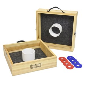 lot 7645 image: Premium Birch Wood Washer Toss Game with Washer Set