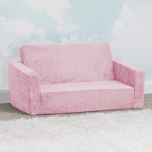 lot 8029 image: Delta Children Serta Perfect Sleeper Extra Wide Convertible Sofa To Lounger Comfy 2in1 Flip Open Couch Pink