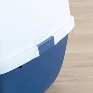 lot 8200 image: IRIS Jumbo Hooded Litter Box with Scoop Navy