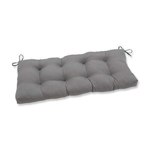 lot 1483 image: Pillow Perfect OutdoorIndoor Tweed Tufted BenchSwing Cushion, 48 x 18, Gray