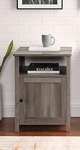 lot 1489 image: Walker Edison Warwick Classic 1-Piece Grooved Door Side Table Set, 1 Pack, Grey Wash