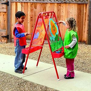 lot 1490 image: Colorations - 2WAPE 2-Way IndoorOutdoor Adjustable Acrylic Panel Easel for Kids (23L x 29-12W x 45H)