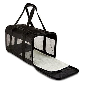 lot 1495 image: Amazon Basics Soft-Sided Mesh Pet Travel Carrier, Large (20 x 10 x 11 Inches), Black