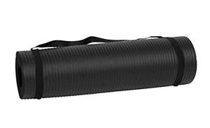 lot 1506 image: Mind Reader NBRMAT-BLK All Purpose 12 Extra Thick Yoga Fitness & Exercise Mats with Carrying Strap, High Density Anti-Tear, Black