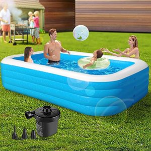 lot 1523 image: Inflatable Pool-Swimming Pools for Kids and Adults,Above Ground Pool 120 X 72 X 26 Oversized Thickened Family Blow Up Kiddie Pool,Inflatable Kids Pool with Air Pump for Backyard,Summer Water Party