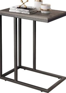 lot 1524 image: WLIVE Snack Side Table, C Shaped End Table for Sofa Couch and Bed, Gray