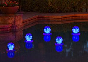 lot 1564 image: Poolmaster Floating Pool Lights for Swimming Pool, Patio and Hanging Solar Lanterns, 2 Pack, Blue
