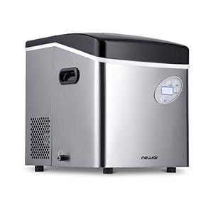 lot 1622 image: NewAir Portable Ice Maker 50 lb. Daily, 12 Cubes in Under 7 Minutes - Compact Countertop Design - 3 Size Bullet Shaped Ice - For KitchenOfficeRVBar - Stainless Steel - AI-215SS