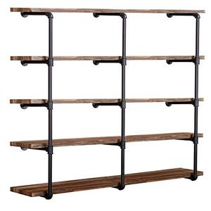 lot 1639 image: Industrial Wall Mount Iron Pipe Shelf Shelves Shelving Bracket Vintage Retro Black DIY Open Bookshelf DIY Storage office Room Kitchen Shelves (3Pcs,52 Tall,12 deep)