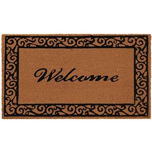 lot 1658 image: Gorilla Grip Natural Coco Coir Door Mat, 57x24, Thick Durable Doormat for Indoor Outdoor Entrance, Traps Dirt and Moisture from Muddy Shoes, Easy to Clean, Spring Front Porch Entry Mats, Welcome