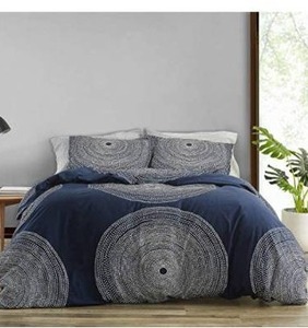 lot 1675 image: Marimekko 221440 Fokus Duvet Cover Set, FullQueen, Navy