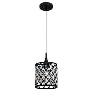 lot 1695 image: Westinghouse Lighting 6362700 1 Light Mini Pendant with Crystals Matte Black
