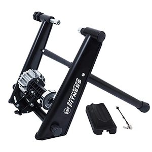 lot 1707 image: BalanceFrom Bike Trainer Stand Steel Bicycle Exercise Magnetic Stand with Front Wheel Riser Block