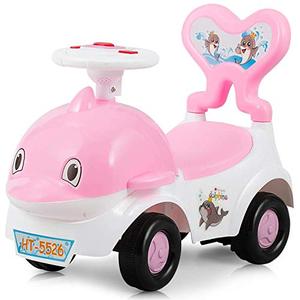 lot 1724 image: POCO DIVO Baby Dolphin 3-in-1 Cartoon Ride On Toy Walker Sliding Car Pushing Cart with Music - Pink