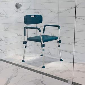 lot 1728 image: Flash Furniture HERCULES Series 300 Lb. Capacity Adjustable Navy Bath & Shower Chair with Quick Release Back & Arms