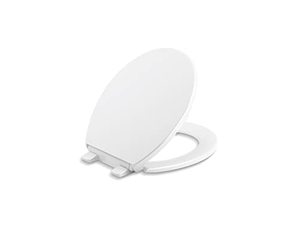 lot 1761 image: Kohler 4775-0 Brevia Round Toilet Seat with Grip Tight Bumpers, Release, Quick Attach Hardware, Color Matched Hinges, White