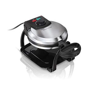 lot 1771 image: Hamilton Beach Flip Belgian Waffle Maker with Browning Control, Non-Stick Grids, Indicator Lights, Lid Lock and Drip Tray, Stainless Steel (26010R)