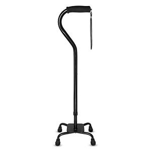 lot 1774 image: RMS Quad Cane - Adjustable Walking Cane with 4-Pronged Base for Extra Stability - Foam Padded Offset Handle for Soft Grip - Works for Right or Left Handed Men or Women (Black)