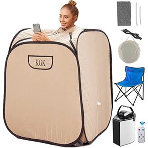 lot 1791 image: Whubefy Portable Sauna,800W Foldable Steam Sauna for Home Spa,3L Lightweight Sauna Tent,Personal Sauna 9 Level Temp-Control 60 Min Timer,at Home Sauna for Detox and Relaxation,with Chair(Linen)