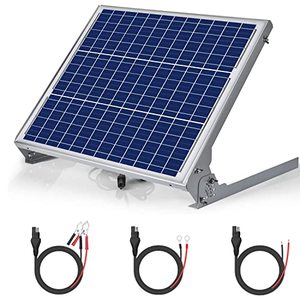 lot 1804 image: SUNER POWER 12V Waterproof Solar Battery Trickle Charger & Maintainer - 50 Watts Solar Panel Built-in Intelligent MPPT Solar Charge Controller  Adjustable Mount Bracket  SAE Connection Cable Kits
