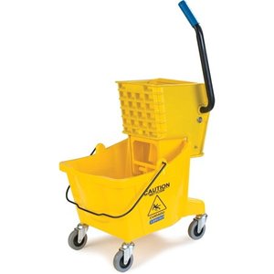 lot 1841 image: Carlisle Commercial Mop Bucket with Side Press Wringer 26 Quart Capacity Plastic