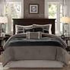 lot 1805 image: Madison park 7 piece comforter set queen blackgrey