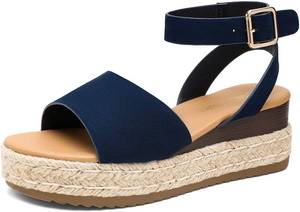 lot 1776 image: DREAM PAIRS Woment Platform Ankle Strap Open Toe Espadrille Wedge Sandals size 6