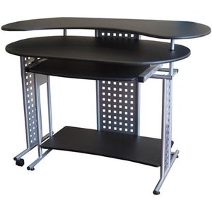 lot 7326 image: Comfort - Regallo Expandable L-Shape Computer Desk - Black