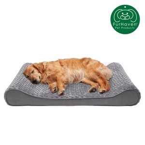 lot 7801 image: FurHaven Pet Dog Bed  Orthopedic Ultra Plush Luxe Lounger Pet Bed for Dogs & Cats Gray Jumbo
