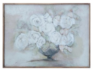 lot 8273 image: Creative Co Op Flowers In Wood Frame Painting, 31x42 Inches