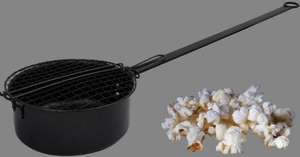 lot 8286 image: Fireplace Popcorn Popper, Black (missing grates)