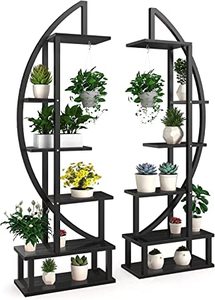 lot 7791 image: 2pcs 6 Tier Metal &amp Wood Stands, Brown