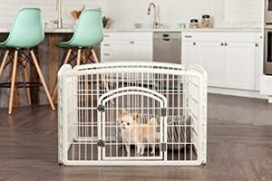 lot 8289 image: IRIS 4 Sided White Plastic Pet Gate With Door